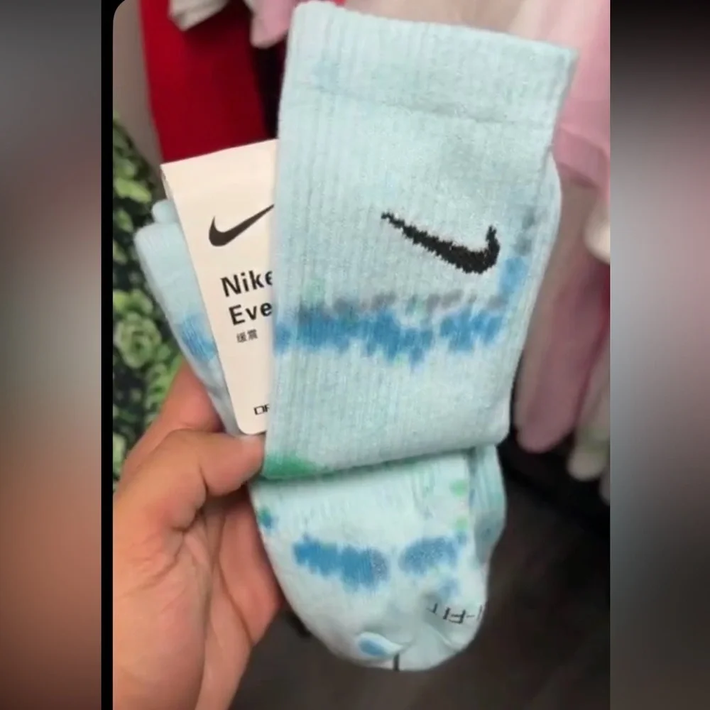 Nike Everyday Plus Dri-Fit Socks Mens Large Tie Dye Blue Green  - NEW WITH TAGS